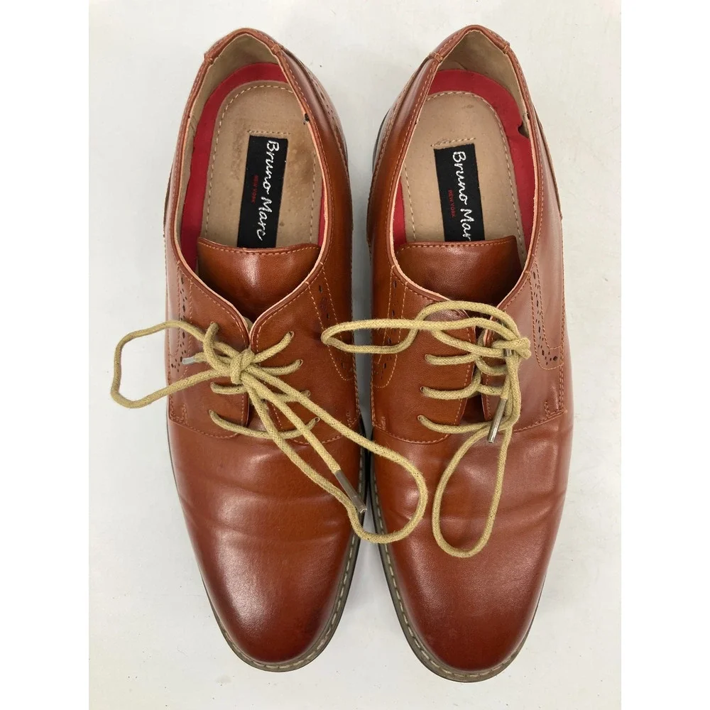 Bruno Marc Derby Oxford Leather Dress Shoes Mens 10 Tan Lace Up Prince 16
